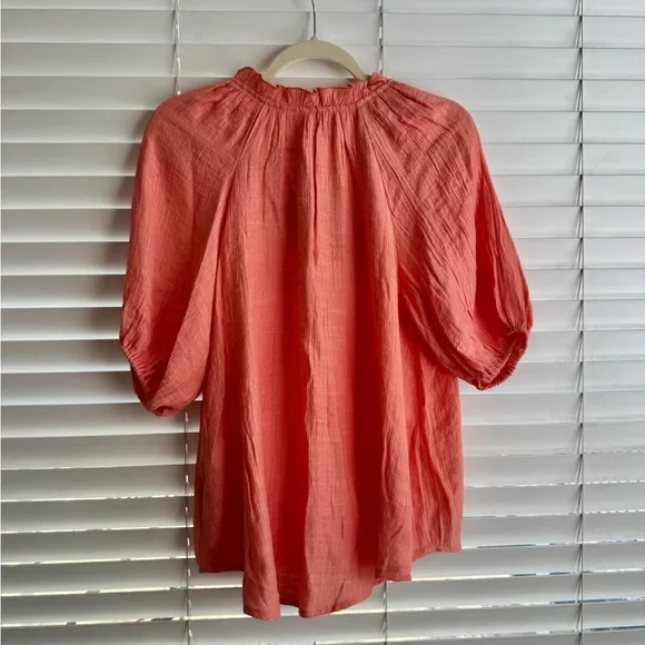 Blu Pepper from Versona NWT Large Gauze Peasant Top Melon Color - Picture 3 of 11